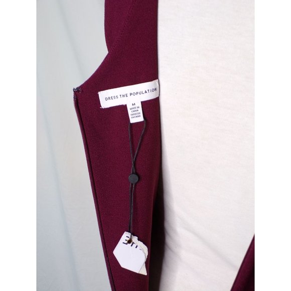 DRESS THE POPULATION Plunge Sandra Trumpet Gown Dress Burgundy Medium 6 NEW - Picture 12 of 12
